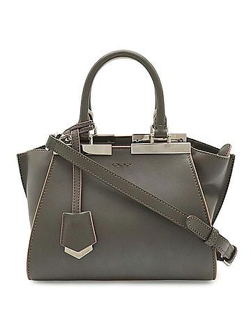 Fendi FENDI Petite Trois Jours Handbag/Shoulder Bag, Leather, Gray, 8BH333 (view 1)