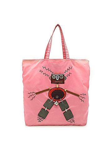 Prada PRADA Robot Triangle Tote Bag, Large Shoulder Nylon, Pink (view 2)