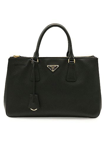 Prada PRADA Galleria Triangle Handbag Tote Bag Saffiano Leather NERO Black (view 1)
