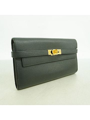 Hermès Hermes Kelly Wallet Long Wallet, Veau Epsom Leather, Black, X Stamp, Men's/Women's (view 2)