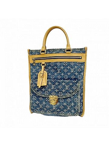 Louis Vuitton Louis Vuitton Monogram Denim Flat Shopper Tote Bag M95018 Blue Women's (view 1)