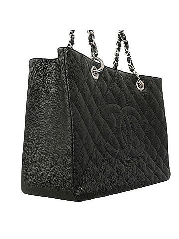Chanel Chanel Tote Bag/Chain Tote, Matelassé Caviar Leather, Black, Women's (view 2)