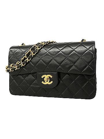 Chanel Chanel Matelassé Shoulder Bag, Double Flap, Chain, Lambskin, Black, Women's (view 1)
