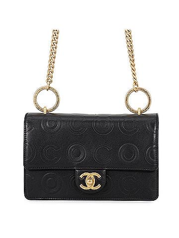 Chanel Chanel Chain Shoulder Bag, COCO Embossed, Coco Mark, Calf Leather, Black, Handbag, Women's, CHANEL (view 1)