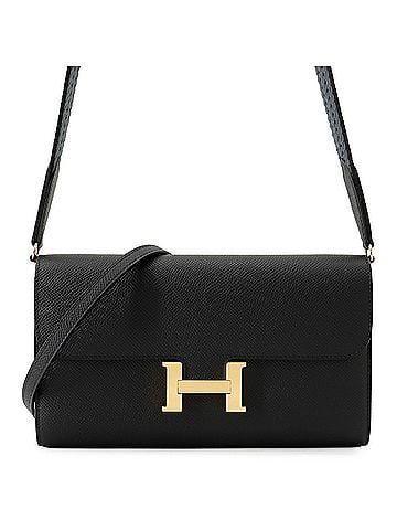 Hermès Hermes Constance Tougo Long Wallet, Sangle Cordage, Black Epsom Leather, W Stamp, HERMES WALLET (view 1)