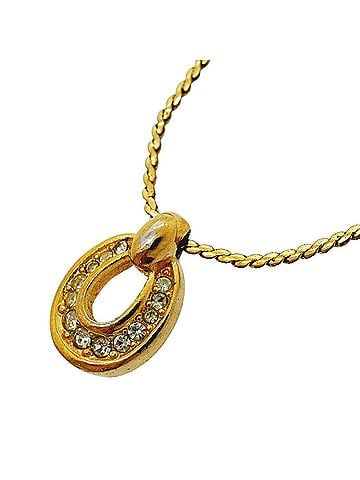 Christian Dior Christian Dior Necklace, GP Plated, Rhinestone, Gold, Women's (view 1)