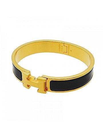Hermès Hermes Bangle Clic Clac PM GP Plated Gold Black Women's (view 1)