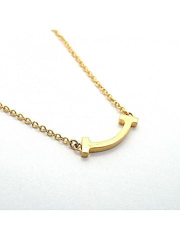 Tiffany & Co. Tiffany &amp; Co. T Smile Mini Necklace, 18K Yellow Gold, Women's (view 2)