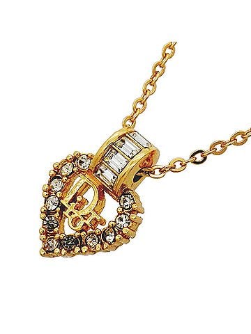 Christian Dior Christian Dior Necklace, GP Plated, Rhinestone, Gold, Women's (view 1)