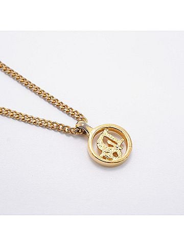 Christian Dior Christian Dior Necklace, Circle, GP Plated Gold, Women's (view 2)