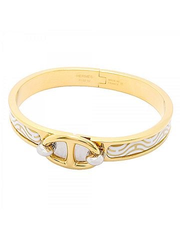 Hermès Hermes Chaine d'Ancre Mini Click Bangle, GP Plated, Gold, White, Women's (view 1)