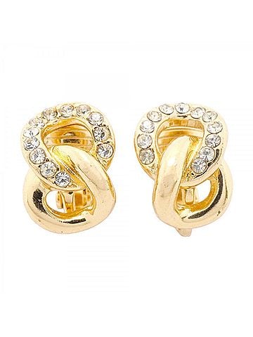Christian Dior Christian Dior Earrings, GP Plated, Rhinestone, Gold, Women's (view 1)