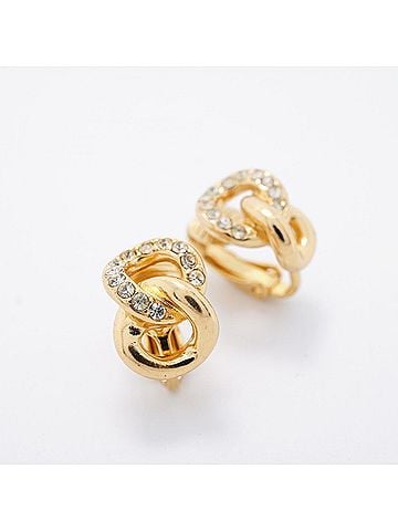 Christian Dior Christian Dior Earrings, GP Plated, Rhinestone, Gold, Women's (view 2)