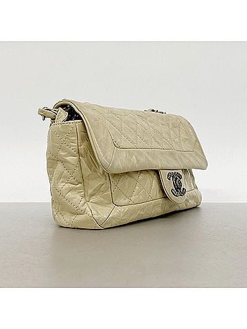 Chanel Chanel Matelassé Shoulder Bag, Double Chain, Calfskin, Beige, Women's, P3135171 (view 2)