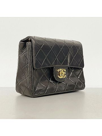 Chanel Chanel Mini Matelassé Chain Shoulder Bag, Lambskin, Black, Women's, P3112535 (view 2)