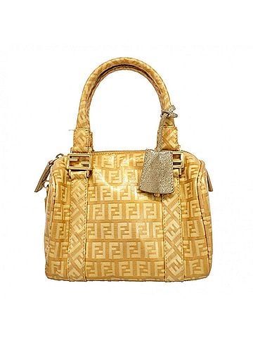 Fendi Fendi Zucchino Coated Canvas Handbag, Yellow, Women's, OP015126 (view 1)