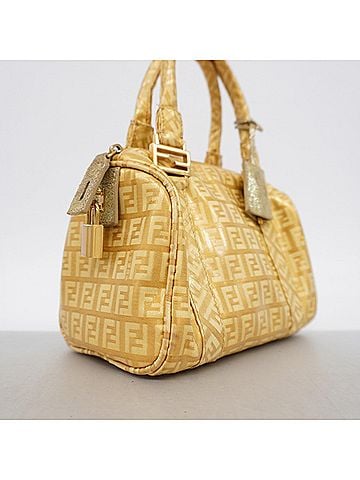 Fendi Fendi Zucchino Coated Canvas Handbag, Yellow, Women's, OP015126 (view 2)