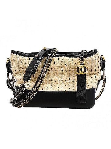 Chanel Chanel Shoulder Bag, Chain Shoulder, Gabrielle de Tweed, Beige, Black, Gold, Women's, OP014780 (view 1)