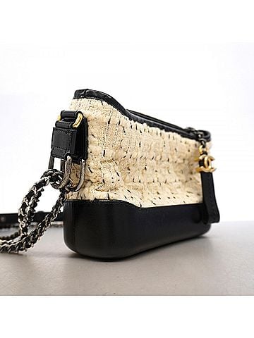 Chanel Chanel Shoulder Bag, Chain Shoulder, Gabrielle de Tweed, Beige, Black, Gold, Women's, OP014780 (view 2)