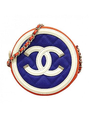 Chanel Chanel Shoulder Bag, Chain Shoulder, CC Filigree, Caviar Skin, Blue, Red, Champagne, Women's, OP014745 (view 1)