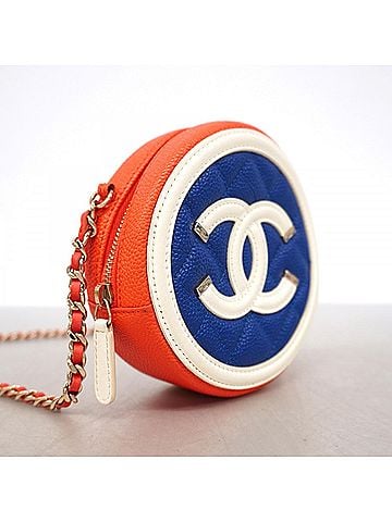 Chanel Chanel Shoulder Bag, Chain Shoulder, CC Filigree, Caviar Skin, Blue, Red, Champagne, Women's, OP014745 (view 2)
