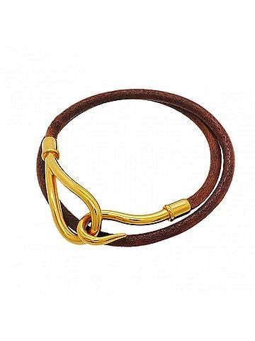 Hermès Hermes Jumbo Hook Bracelet, GP Plated Leather, Gold Brown, Women's (view 1)