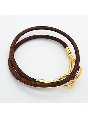 Hermès Hermes Jumbo Hook Bracelet, GP Plated Leather, Gold Brown, Women's (view 2)
