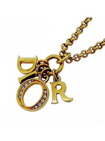 Christian Dior Christian Dior Necklace, GP Plated, Rhinestone, Gold, Women's (view 1)