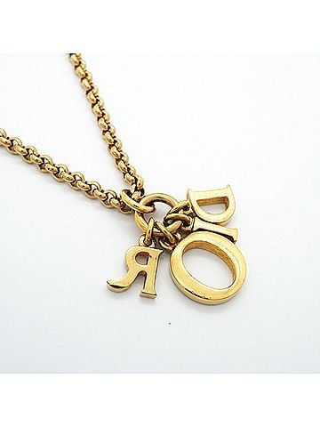Christian Dior Christian Dior Necklace, GP Plated, Rhinestone, Gold, Women's (view 2)