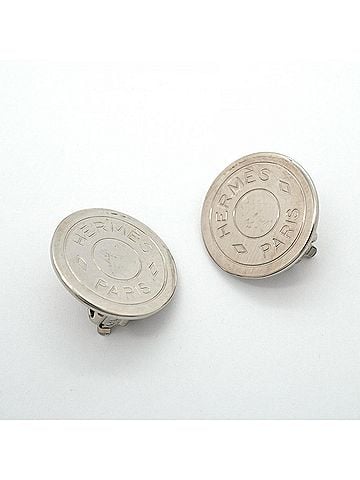Hermès Hermes Earrings, Sellier Metal Silver, Women's (view 2)