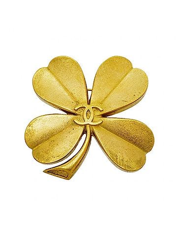 Chanel Chanel Brooch, Coco Mark Clover Motif, GP Plated Gold, Women's (view 1)
