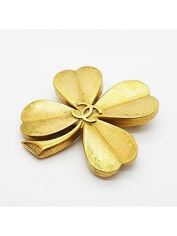 Chanel Chanel Brooch, Coco Mark Clover Motif, GP Plated Gold, Women's (view 2)