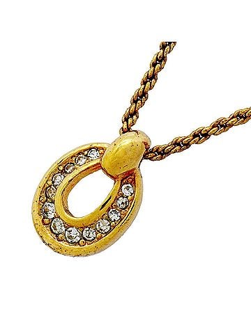 Christian Dior Christian Dior Necklace, GP Plated, Rhinestone, Gold, Women's (view 1)