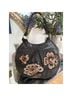 Brighton 100% Leather Floral Black Gray Hobo One size - photo 11