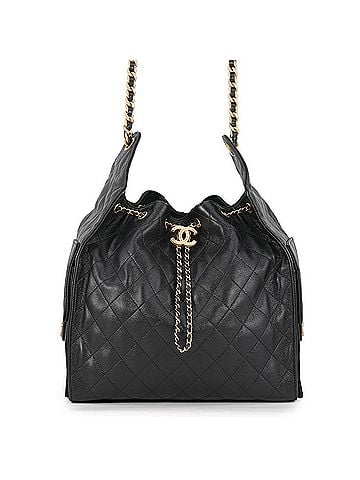Chanel Chanel Chain Shoulder Bag CHANEL25 Medium Coco Mark Matelassé Caviar Skin AS5311 CHANEL Black Handbag Women's (view 1)