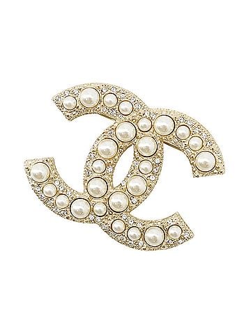 Chanel Chanel Brooch, Coco Mark Rhinestone, Faux Pearl, Metal, F24V A64762 CHANEL Brooch BROACH (view 1)