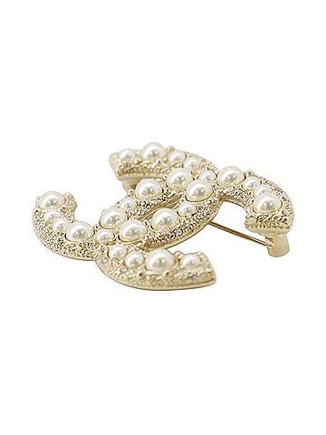 Chanel Chanel Brooch, Coco Mark Rhinestone, Faux Pearl, Metal, F24V A64762 CHANEL Brooch BROACH (view 2)