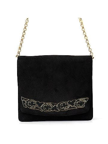 Salvatore Ferragamo Salvatore Ferragamo Chain Shoulder Bag Suede Handbag Black (view 1)