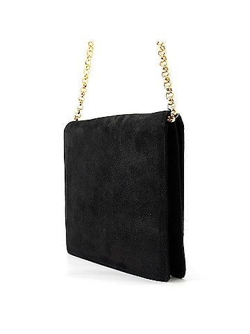 Salvatore Ferragamo Salvatore Ferragamo Chain Shoulder Bag Suede Handbag Black (view 2)