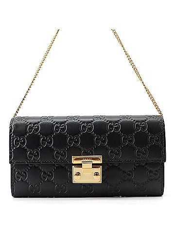 Gucci Gucci wallet, chain Guccissima leather, 453506, GUCCI black long WALLET (view 1)