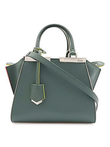 Fendi FENDI Petite Trois Jours Handbag/Shoulder Bag, Leather, Green/Gray, Multicolor, 8BH333 (view 2)