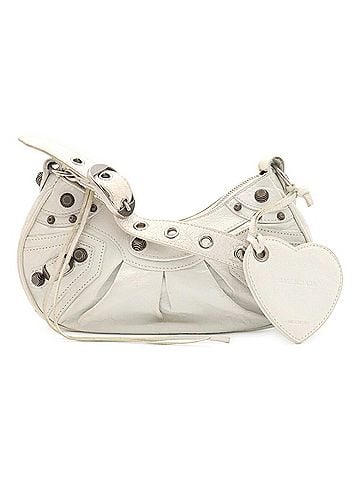 Balenciaga BALENCIAGA Le Cagole XS Shoulder Bag, Leather, White, Handbag (Pouch missing), 671309 (view 2)