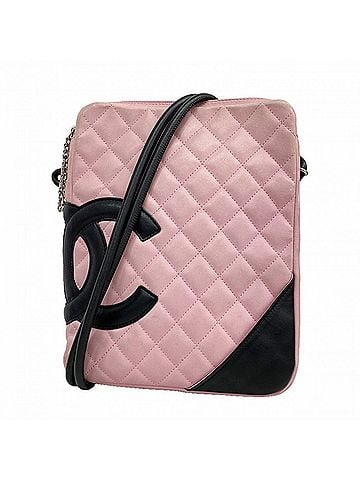 Chanel Chanel Cambon Lambskin Shoulder Bag, Pink &amp; Black, Women's, P3316134 (view 1)