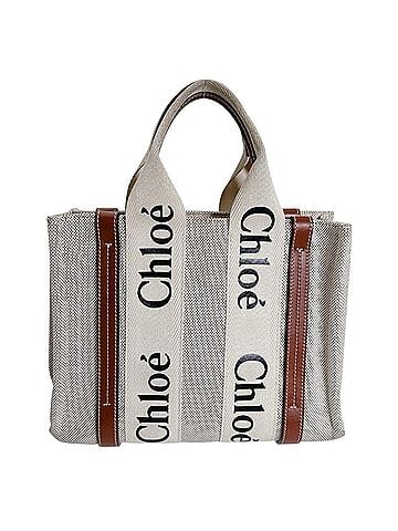 Chloé Chloe handbag/tote bag, Woody Small, cotton canvas, beige. (view 2)