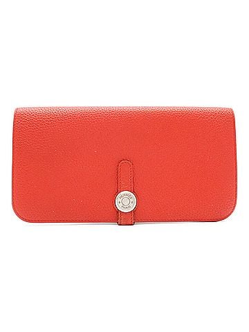 Hermès HERMES Dogon Rect Verso Long Bi-fold Wallet Togo Leather Vermilion ?P Stamp (view 2)