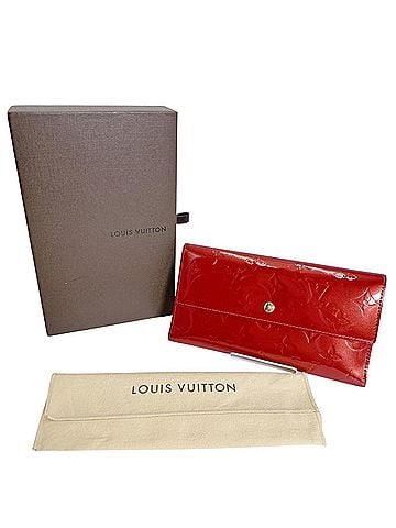 Louis Vuitton LOUIS VUITTON Long Wallet, Tri-fold International, Monogram Vernis, M91246, Red (view 1)