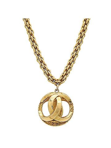 Chanel CHANEL Coco Mark CC Openwork Ball Chain Necklace Pendant GP Gold (view 1)