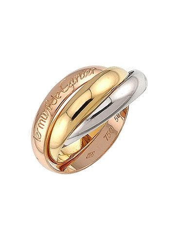 Cartier Cartier Trinity Medium MM #50 Ring, 18K Yellow Gold, White Pink Triple Band, Three 3 Colors, 750 Gold. (view 1)