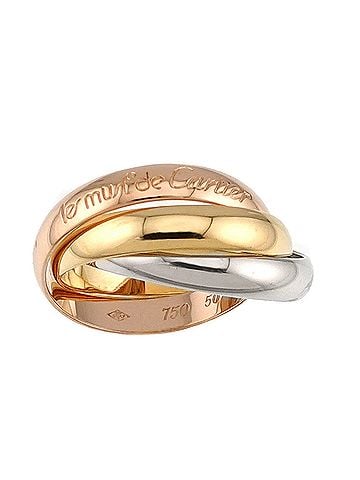 Cartier Cartier Trinity Medium MM #50 Ring, 18K Yellow Gold, White Pink Triple Band, Three 3 Colors, 750 Gold. (view 2)