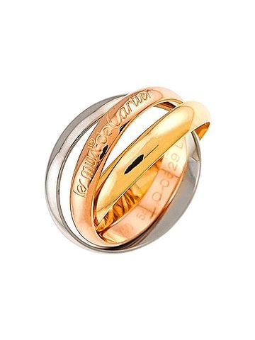 Cartier Cartier Trinity MM #54 Ring, 18K Yellow Gold, White Pink Triple Band, Three Colors, 750 Gold. (view 1)